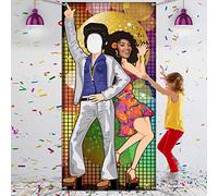 Blulu Disco Party Decoration 70s Dance Backdrop Large Disco Door Banner Photo Prop for Hippie Theme Party Supplies, with Ropes