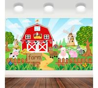 Blulu Farm Barn Animals Backdrop Banner for Birthday Party Animals Theme Party Decorations Supplies Kids Grass,Farm Animal Scenic Background Photo Booth Banner for Baby Shower,72.8 x 43.3 Inch