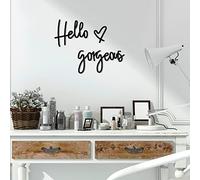 Blulu Hello Gorgeous Wall Decor Words Hello Gorgeous Sign 3D Wooden Wall Art Sign for Home Room Office Door Decorations Party Supplies(Black)