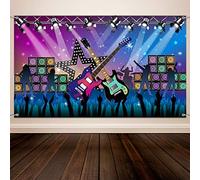 Blulu Karaoke Party Decorations Rock and Roll Backdrop Banner Tapestry Band Rock Star Banner for Music Party Photography Studio Props Festival Decor 72.8 x 43.3 Inch