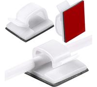 Blulu Pack of 100 Mini Outdoor Cable Clips with Adhesive Tapes, Light Clips, Decoration Clips, Self-Adhesive Hooks, Wire Holder for Christmas and Fairy Lights (Medium, White)