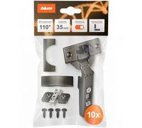 blum 10x Clip top BLUMOTION Furniture Hinge 110° I Soft-Close Cup Hinge 35 mm I Separately mountable Clip cruciform mounting Plate, 0 mm | 3D Front Adjustment | Onyx | Full Overlay