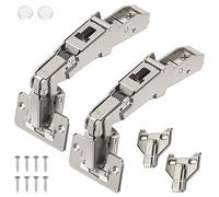 Blum 170 Degree (B71T655) Cabinet Hinges Bundle - Pack of 2 Full Overlay Self Close Door Face Frame Nickel Hinges with Bumpers & 8 Screws Lazy Susan Corner Cabinet Hinges Concealed European Hinges