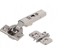 Blum Clip Top BLUMOTION 110° Soft-Close Hinges with Mounting Plates for Frameless cabinets - Full Overlay, Nickel-Plated Steel (2 Hinges, 2 Plates)