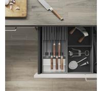 Knife Block For Drawer | 40.9x18.7 cm | Blum AMBIA-LINE | Orion Grey | Knife Drawer Organiser
