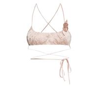 Blumarine rose-appliqué crinkled-satin top - Pink 40-42