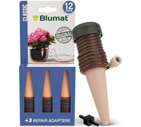 Blumat Classic Self-Watering Stakes - Prevents Overwatering and Underwatering for Healthy Growth While You are Away - Ideal for Indoor Plant Watering, 12 Pack, w Adapter