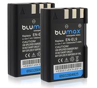 Blumax - 2 Batteries Compatible with Nikon EN-EL9/EN-EL9e/EN-EL9a 1000 mAh - Nikon D40/D40X/D60/D3000/D5000