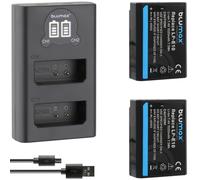 Blumax - 2 Canon LP-E10 1020mAh Batteries - with Slim Dual Type LC-E10e Charger - Power cable - Compatible with Canon EOS 1100D/1200D/1300D/ EOS Rebel T3/T5/T6