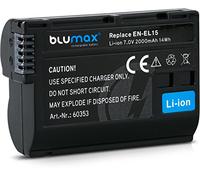 Blumax Battery Pack - Battery Charger - Power Adapter for Fast and Safe Charging - Rechargeable Battery - 1x Battery for Nikon EN-EL15 2000mAh