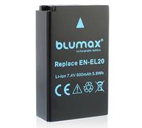 Blumax EN-EL20 Battery Compatible with Nikon DL 24-500 1 AW1 J1 J2 J3 S1 V3 Coolpix P950 - Blackmagic Pocket Cinema 800 mAh 7.4 V 5.9 Wh