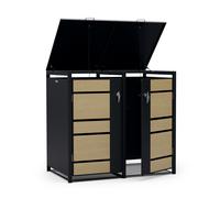 Blumfeldt BinSafe bin box 2 bins up to 240 L weatherproof lockable can be opened from the front and top galvanised steel