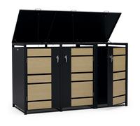 Blumfeldt BinSafe bin box 3 bins up to 240 L weatherproof lockable can be opened from the front and top galvanised steel