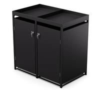 blumfeldt BinSafe Wheelie Bin Storage - Weatherproof Galvanised Steel, Fits 60L/120L/240L Bins, Lockable 2 Doors & Planter Roof, Modern Design, Outdoor Bin Hideaway for Garden & Patio