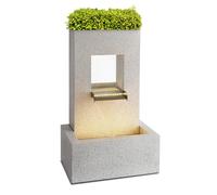 Blumfeldt Bloomingstone Ornamental Fountain, Decorative Garden Water Feature with Planter & LED, 12W Pump (800 l/h), Closed Circuit, 10m Cable, Zinc, White