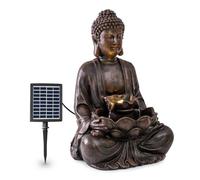Garden Fountain Outdoor Solar Buddha Sculpture Home DecoLED Light Polyresin 2.8W
