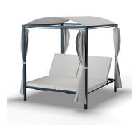blumfeldt Eremitage Double XL Sunbed - Luxury Garden Lounger for 2, Adjustable Backrests, Sun Protection Curtains, Weather-Resistant Steel Frame, Cushioned Comfort, Outdoor & Poolside Relaxation