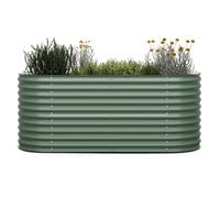 blumfeldt High Grow Raised Bed for Garden, 1500L Planter in Frost & Rust-Resistant Galvalume Steel, Ergonomic 80cm Height for Vegetables, Herbs & Flowers - Easy Assembly, Dark Moss Green