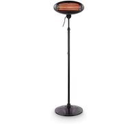 Blumfeldt Hot Roddy - Free-standing radiant heater , Infrared heater , IPX4 , Patio heater , 3 quartz heating tubes , 3 settings: 650, 1300 or 2000 W , Range: up to 15 m² , Telescopic base , black