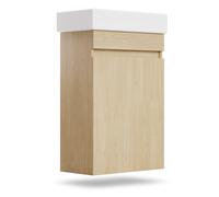 blumfeldt Johnstone washbasin bathroom cabinet bathroom cabinet 40 cm with ceramic sink soft-close function storage space wood-coloured