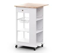 Blumfeldt Kitchen Trolley - Extendable Worktop, Drawer & Open Shelves, Mobile Kitchen Storage Trolley on Wheels with Castors, Sturdy & Easy to Clean, Modern Design, 50x37x86.5 cm