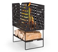 Krakatoa Fire Basket Solid Steel Wood Shelf Laser Cut Design