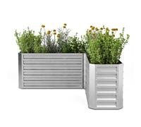 blumfeldt L-Shaped Raised Garden Bed, 742L Galvalume Steel Planter for Corners, 160x160 cm, Weatherproof & Rust-Resistant with Open Base for Drainage, Ergonomic Design & Easy Assembly