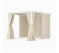 blumfeldt Pergola with Retractable Roof & Curtains - 3x3m Aluminium Frame, UV Protection, Mosquito Nets, White, Metal Pergola for Year-Round Use, Adjustable Louvre Roof