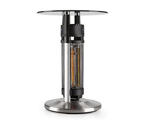 Blumfeldt Primal Heat - Infrared Patio Heater, Outdoor Heater with Table, Carbon IR Heating Element, Electric Patio Heater, LED, Glass, 3 Infrared Sensors, Lighting and Heating Function, 65cm, 1200 W