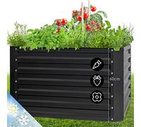 blumfeldt Raised Beds for Garden, Vegetable Planters Outdoor for Garden Herbs, Flowers, and Fruits, 600L Large Free Standing Metal Steel Elevated Planter Box, Weatherproof, 100 x 60 x 100 cm (Grey)