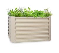 blumfeldt Raised Beds for Garden, Vegetable Planters Outdoor for Garden Herbs, Flowers, and Fruits, 600L Large Free Standing Metal Steel Elevated Planter Box, Weatherproof, 100 x 60 x 100 cm (Beige)