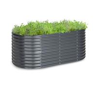 blumfeldt Raised Garden Bed, Metal Elevated Planter for Garden & Balcony, Freestanding Vegetable Bed for Flowers, Fruit & Veg, Easy Assembly, Steel Herb 200 x 80 x 100 cm, Grey