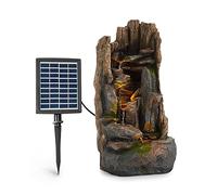 Blumfeldt Stonehenge Solar Fountain - Includes Solar Panel, Lithium-Ion Battery (approx. 5h Running Time), LED Lighting, Polyresin, Frost-Resistant, Indoors and Outdoors (Stonehenge, Light Brown)