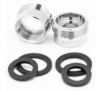 BLUMKRAFT F18 - M22 Solid Metal Silver Brass Tap Adaptor 18mm Female 22mm Male (F18-M22 / M22-F18) (Pack of 2)