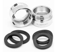 BLUMKRAFT F20 - M22 Solid Metal Silver Brass 20mm Female 22mm Male Faucet Adaptor F20-M22 / M22-F20 (Pack of 2)