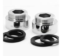 BLUMKRAFT F26-M22 Solid Metal Silver Brass 26mm Female 22mm Male Faucet Adaptor F26-M22 / M22-F26 (Pack of 2)