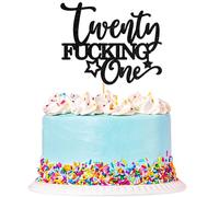 Blumomon 1Pc 21st Birthday Cake Topper Black Glitter 21st Birthday Cake Decorations Supplies Twenty One Cake Decoration