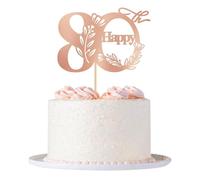 Blumomon 1Pcs 80th Happy Birthday Cake Topper Happy 80 Cake Topper Cheers to 80 Cake Decoration 80th Birthday Party Decoration 80th Anniversary Cake Decoration（Rose Gold）