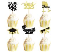 Blumomon 24Pcs 2025 Graduation Cupcake Toppers - Class of 2025 - Vibrant Colors - 24 Count - Cake Decoration