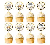 Blumomon 24Pcs Construction Cupcake Toppers Dump Truck Excavator Tractor Party Cake Toppers for Kids Birthday Baby Shower Party Decorations Supplies