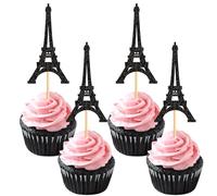 Blumomon 24pcs Eiffel Tower Cake & Decoration Black Parisian Tower Engagement Party Shower Baby Birthday Wedding Party