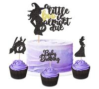 Blumomon 25Pcs Halloween Baby Birthday Cake Toppers ''A Little Boo Is Almost Due'' Cake Decoration Halloween Theme Birthday Anniversary Babyshower Party Supplies