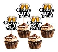 Blumomon 28Pcs 60th Beer Cupcake Toppers Cheers Cupcake Decorations Picks for 30th Birthday Celebration Funny Beer Mug Theme Party Decorations Supplies