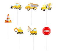 Blumomon 28Pcs Construction Cupcake Toppers Dump Truck Excavator Tractor Party Cake Toppers for Kids Birthday Baby Shower Party Decorations Supplies