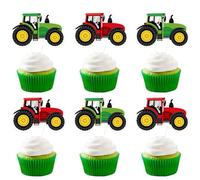 Blumomon 28Pcs Tractor Cupcake Toppers Farmer Theme Cupcake Decoration Picks Father Birthday Baby Shower Tractor Theme Party Decorations Supplies