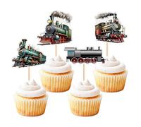 Blumomon 28Pcs Train Cake Decoration Retro Train Cake Topper Cupcake Toppers Train Party Decorations Kids Birthday Baby Shower Party Decorations Supplies