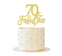 Blumomon 3 Pack 70 & Fabulous Cake Topper Gold Glitter Cheers to Happy 70th Birthday Cake Toppers Seventy and Fabulous Cake Pick Decorations for 70th Wedding Anniversary Birthday Party Supplies