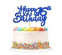 Blumomon 3 Pack Happy 16th Birthday Cake Topper Blue Glitter Happy 16 Birthday Cupcake Topper 16 Birthday Cake Decoration for Cheers to 16 Birthday Party Decoration