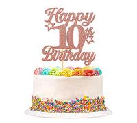 Blumomon 3 Pack Rose Gold Glitter 10th Birthday Cake Topper