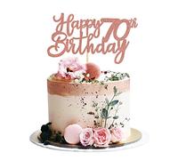 Blumomon 3 Pack Rose Gold Happy 70th Birthday Cake Topper Glitter Happy 70 Cupcake Topper Cheers to 70 Fabulous Cake Decoration for 70th Birthday Party Decoration Supplies